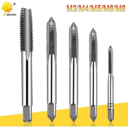 5pcs/Set HSS M3 M4 M5 M6 M8 Machine Spiral Point Straight Fluted Screw Thread Metric Plug Hand Tap Drill