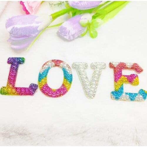 52pcs/lot Luxury Embroidery Patch Diamond Letter Colorful Rainbow White Clothing Decoration Sewing Accessory Craft Diy Applique