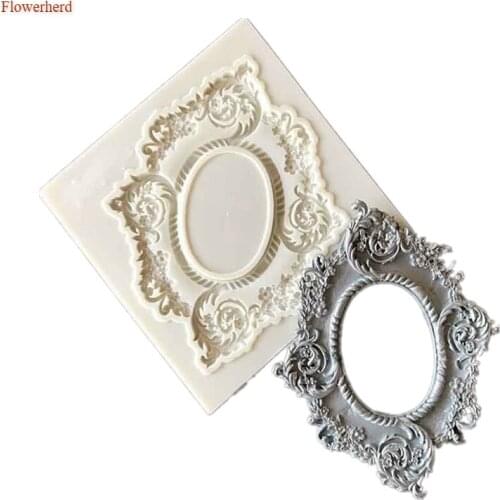 Antique Embossment Frame Fondant Cake Silicone Mold Cake Decorating Tools Birthday Wedding Decoration DIY Cake Baking Tools