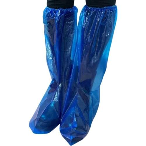 AUAU-10 Pairs Waterproof Thick Plastic Disposable Rain Shoe Covers High-Top Anti-Slip for Women Men