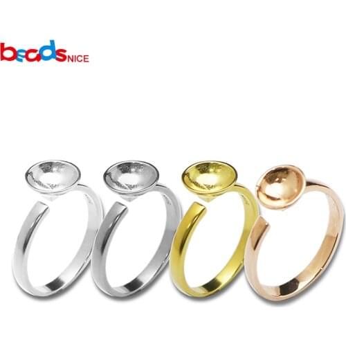 Beadsnice sterling silver adjustable ring blanks 10mm round handmade jewelry findings ID 32839