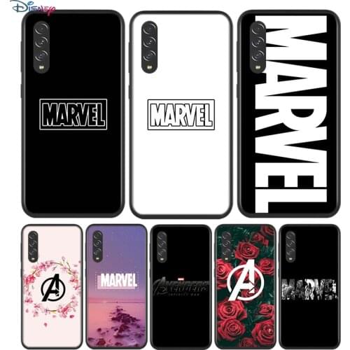 Black Soft Marvel Logo For Samsung Galaxy A90 A80 A70 A70S A60 A50 A40 A30 A30S A20S A20E A10 A10E Phone Case
