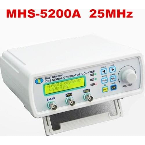 Digital DDS Dual-channel Signal MHS-5200A Source Generator Arbitrary Waveform Frequency Meter 25MHz for researching engineer
