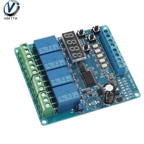 DC 8-36V 4 Way Delay Relays Self-locking Cycle Timing Linkage Module LED Digital Display with Optocoupler Isolation