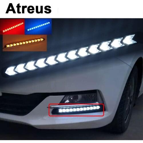 Atreus 2X Car with Yellow Steering Fog Day Lights Turn Signals LED For Lexus Honda Civic Opel astra h j Kia Rio Ceed Volvo Lada