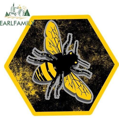 EARLFAMILY 13cm x 11.7cm for Bees Honeycomb Cartoon Car Sticker Creativite Refrigerator VAN Decal Creativite Car Door Protector