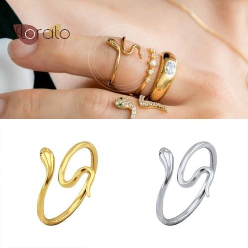 Plated 24K Gold/925 Silver Open Animal Snake Ring CZ Band Ring For Women Fashion Jewelry Birthday Gift Engagement Wedding Party