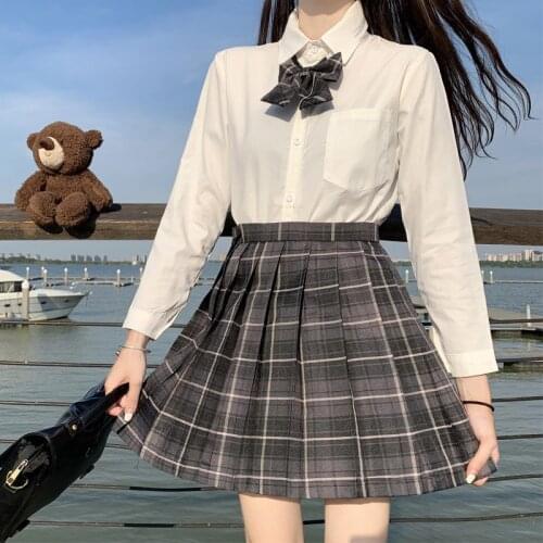 Jk Uniform Skirt Set Girls Jk School Uniform Students Clothes A-Line Skirts Women Autumn High Waist Pleated Skirt Punk Japanese