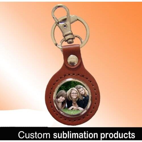 Leather keychain blanks sublimation consumables Metallic keyring Can print pictures Thermal transfer metal key chain wholesale