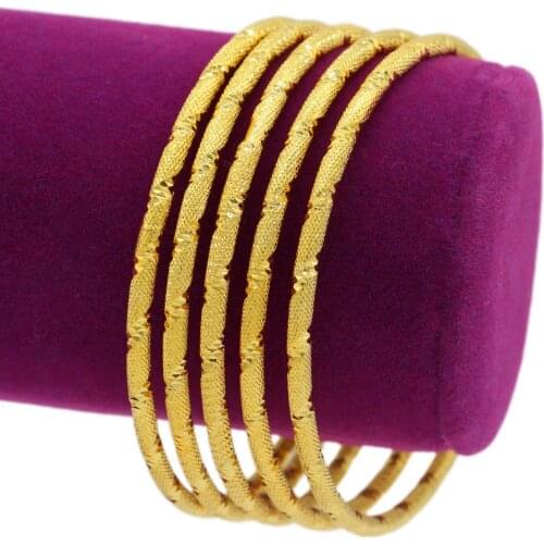 PINXUN 5pcs/lots Gold Color Round Bangles For Men Women Fashion Jewelry Big Size Bracelet Wedding Accessories Part Gifts XTE22