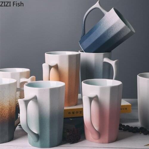 325ml Gradient Color Mug Creative Ceramic Breakfast Milk Cup Office Home Water Cup Couple Afternoon Tea Coffee Cup Drinkware