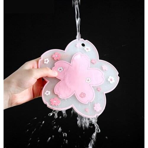 Cute Flower Pattern Placemat PVC Insulation Coaster Pads Bowl Mat Non-slip Pot Holder Dining Table Pot Mat Kitchen Accessories