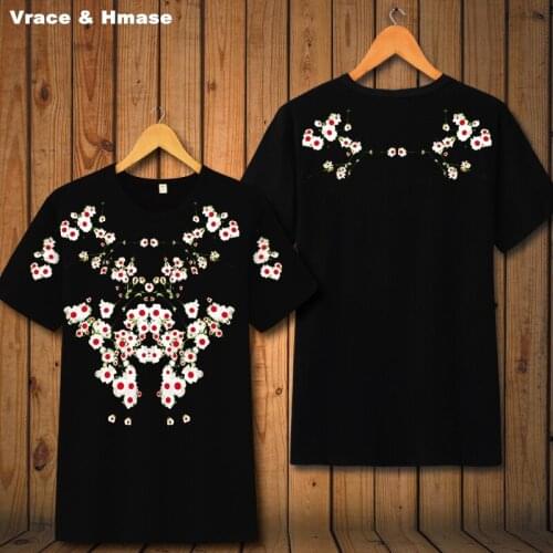 Chinese style flower printing fashion casual unisex short sleeve t-shirt Summer 2018 quality soft breathable t shirt men S-6XL