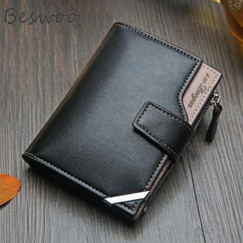 New Casual Mens Wallets Short Card Holder Zipper Buckle Triangle Folding Men Wallet Coin Purses Cards Case Pocket Money Bag