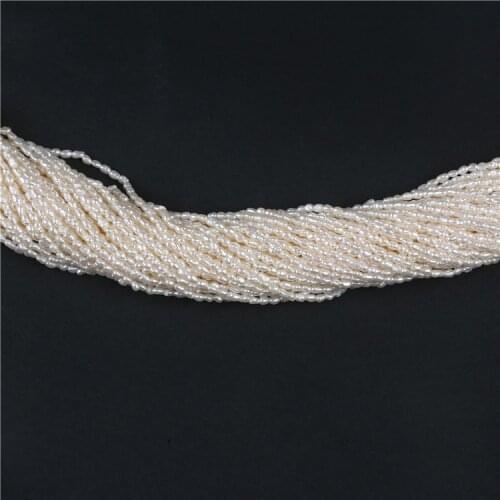 Wholesale 1.5-2mm Rice Shape Freshwater Real Pearl Strand For Jewelry