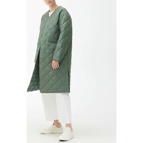 2021 women autumn Winter thick warm puffers rhombus pattern Casual parka stylish outerwear