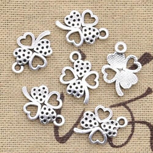 20pcs Charms Lucky Irish Four Leaf Clover 18x13mm Antique Making Pendant fit,Vintage Tibetan Silver color,DIY Handmade Jewelry