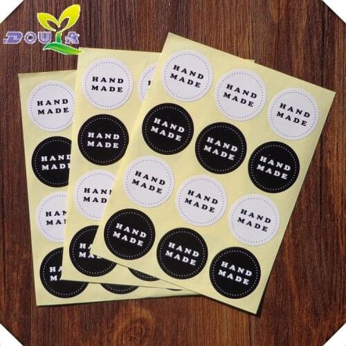 Simple all-match black white "Handmade" circular seal / Ornament / handmade stickers