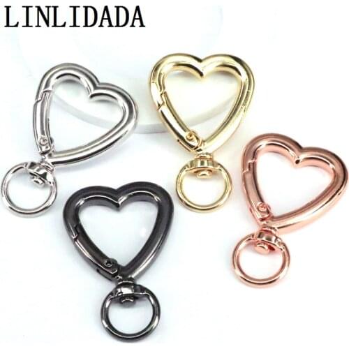 10Pcs Mix Color Spring Heart Clasp, Heart Carabiner Clasp, Snap Clip lock, Spring Buckle for Chain Purse Key Jewelery