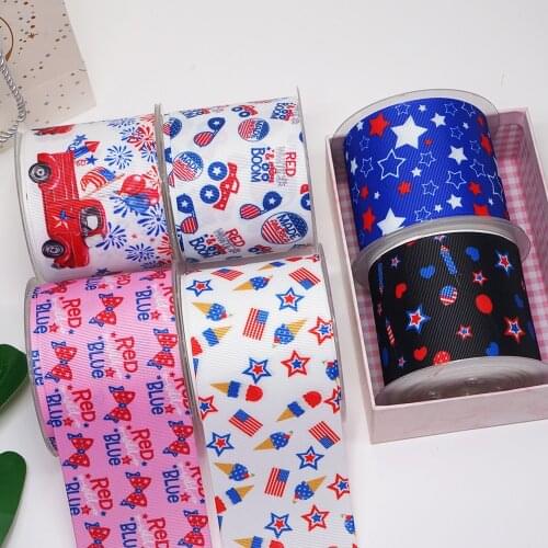 DIY July Fourth Printed Grosgrain Ribbon For Craft Supplies Sewing Accessories 5 Yards, Planar Resins Mold 10 Pieces. 54287
