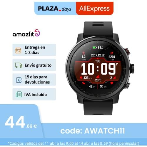 [PLAZA] Amazfit Stratos Smartwatch Smart Watch Bluetooth GPS Calorie Count 5ATM Waterproof for Android iOS Phone