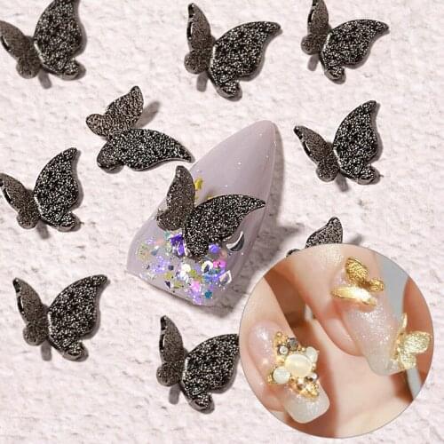 100PCS Nail Art Rhinestones 3D Colorful Butterfly 11mm Charm Ornaments Glitter Nails Accessories for DIY Manicure Decorations