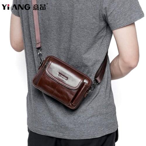 100% Natural Cowhide Mens Crossbody Bag Casual Man Shoulder Bags Small Mens Genuine Leather Handbag For Man Party Bag Wateproof