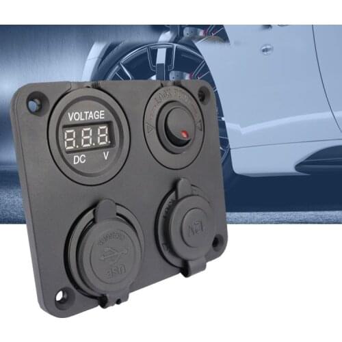 LED Rocker Switch Panel With Digital Voltmeter Dual USB Port 12V Outlet Combination Waterproof Switches For Car Marine