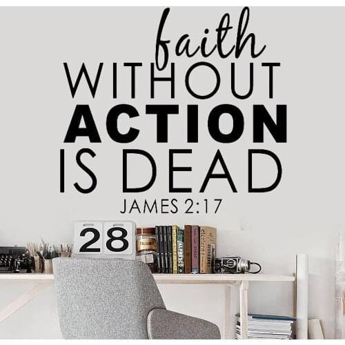 Faith Without Action Is Dead Art Vinyl Wall Quote Stickers Decor Lettering Religious Words Home Livingroom Decals Murals DW7381