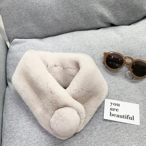 Scarf Winter Shawl Neckerchief Real Rex Rabbit Fur Muffler Women Fashion Warm Real Fur Collar