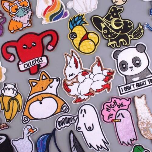 Animal Cat/Dog Patches on Clothes Iron On Patches Cute Animal Stickers for Clothing Cartoon Patch For Kids T-shirts Badge DIY