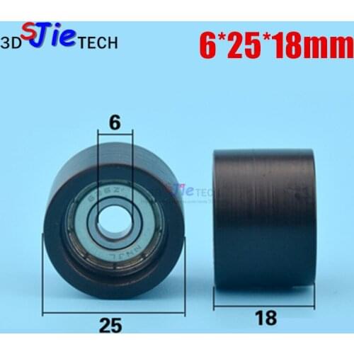 1pcs 6*25*18mm F type wheel, M6 Screw plane roller, plastic bearing pulley POM for spinning machine, money box, drawer wheel