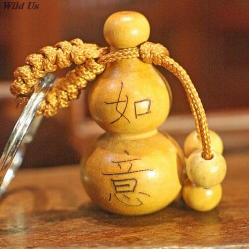 1 pcs New Car Hange Lucky Mahogany Gourd Craft Chinese Traditional Fortune Keyring Decor Keychain