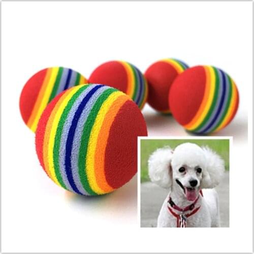 Interactive Cat Toys Ball Pet Supplies Play Chewing Rattle Scratch EVA Training Attract Entertain Rainbow Toy Ball Dog Cat Toys