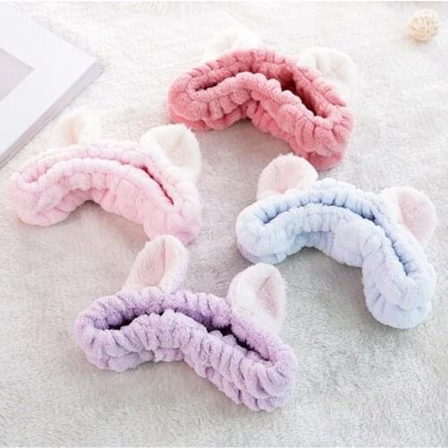 1PCS Animal Soft Coral Fleece Hairbands for Women Cute Girls Bow Headbands Hair Bands Wash Face Makeup Turban Hair Accessories