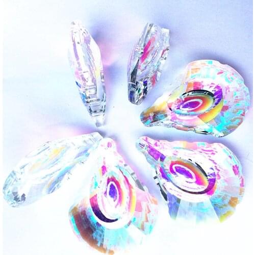 10pcs 63mm Clear AB Shell Shape Crystal Chandelier Parts Lighting prism pendants feng shui Suncatcher hanging Home Decorartion