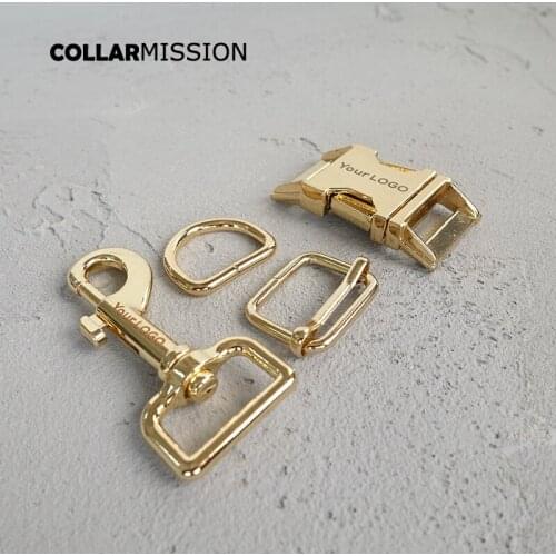 100sets/lot Engraved buckle customize LOGO DIY dog collar 25mm sewing accessory durable Swivel Clasp D ring adjust metal buckle