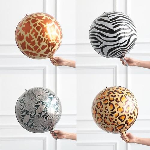 5pcs New 4D 22'' Animal texture balloons tiger Leopard snake pattern helium ballon Wedding birthday party decoration Photo Props