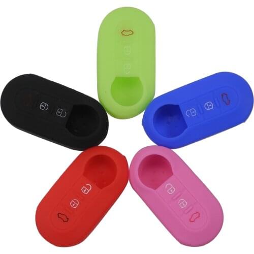 Kutery 3 Buttons Key Case Silicone Protect Shell For Fiat 500 Panda Punto Bravo Car-Styling
