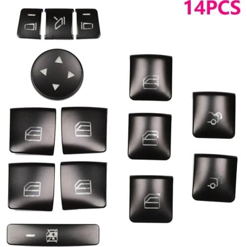 Matte Black ABS Car Window Glass Lift Button Sticker For Mercedes Benz W204 W212 Car Interior Accessories