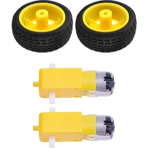 4Pcs/lot 2pcs TT Motor 130motor with 2pcs 65mm wheel Smart Car Robot Gear Motor for Arduino DC3V-6V DC Gear Motor