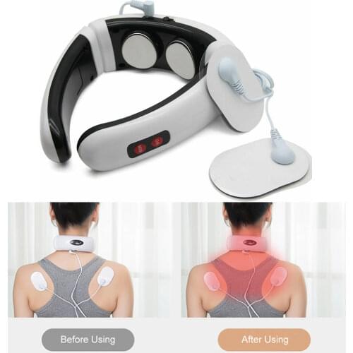 Electric Pulse Back and Neck Massager Far Infrared with Heat Cervical Relaxing Massage Device Pain Relief Health Care Tool
