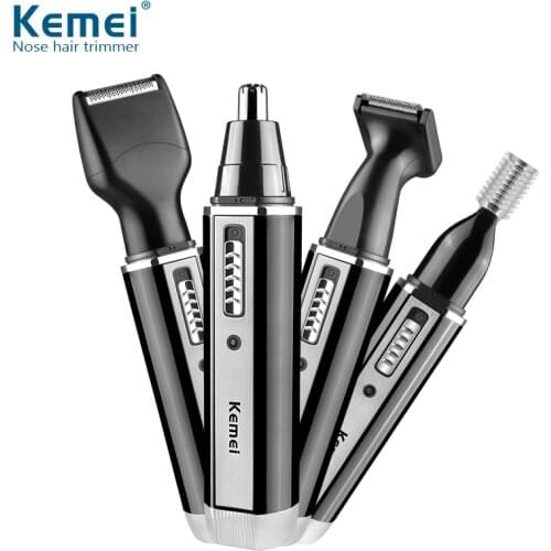 Kemei 4 in 1 Professional Electric Rechargeable Nose and Ear Hair Trimmer Shaver Temple Cut Personal Care Tools For Men