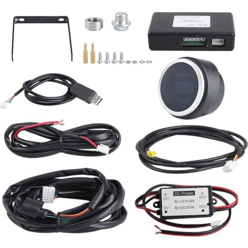Digital Wideband Air / Fuel Ratio AFR Gauge Kit Includes Oxygen Sensor Data Logging Output Blue LED Display 2-1/16"