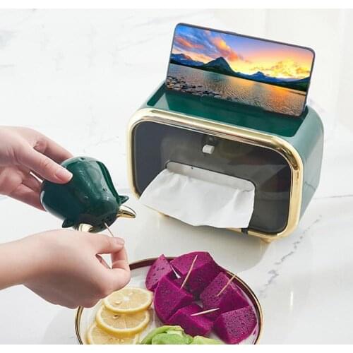 Tissue Box Large Capacity Cartoon Shape Plastic Paper Holder with Hidden Toothpick Boxes Waterproof Storage Holders Home Decor