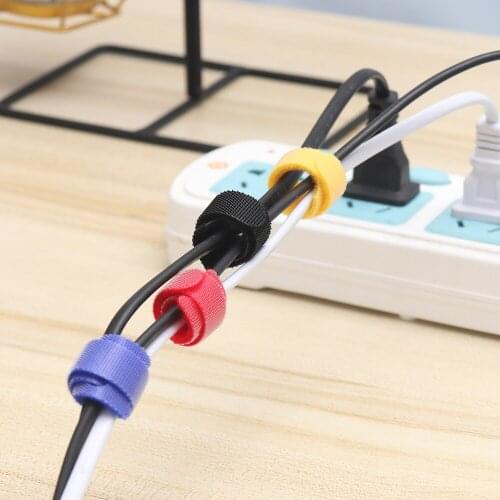 50pcs Fastening Tape For TV USB PC Computer Network Cable 50Pcs T-shaped Cable Tie Hook and Loop Adhesive Tie Strap Organizer