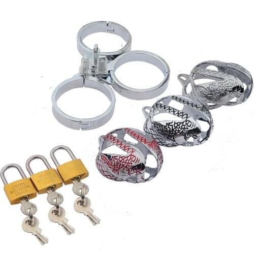 Stainless Steel Metal Dragon Pattern Chastity Cage Devic Male Bondage Lock Penis Rings Cock Cage Masturbation Restraint Sex Toys