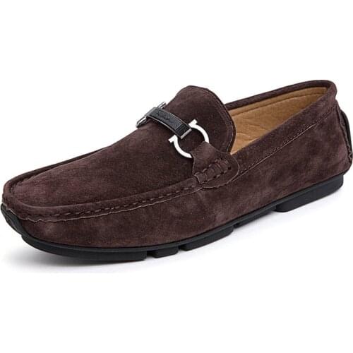 Men Shoes Men Loafers Soft Moccasins High Quality Leather Shoes Men Warm Flats Driving Shoes Suede Shoes Italian Handmade Retro