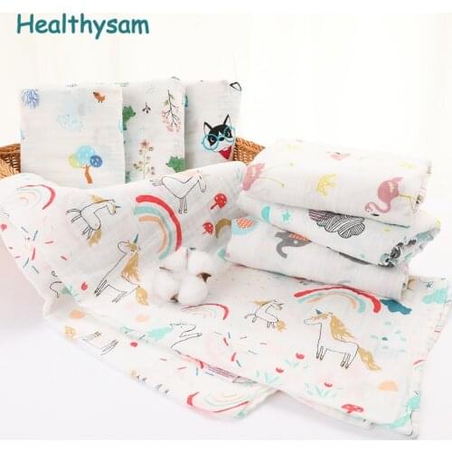 Muslin 100% Cotton Baby Swaddles Soft Newborn Blankets Bath Gauze Infant Wrap Sleepsack Stroller Cover Play Mat Baby Deken