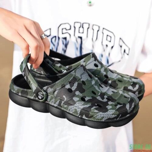 Men Sandals Summer Slippers Shoes Croc Fashion Beach Sandals Casual Unisex Flat Slip On Flip Flops 2020 Women Hollow Shoes